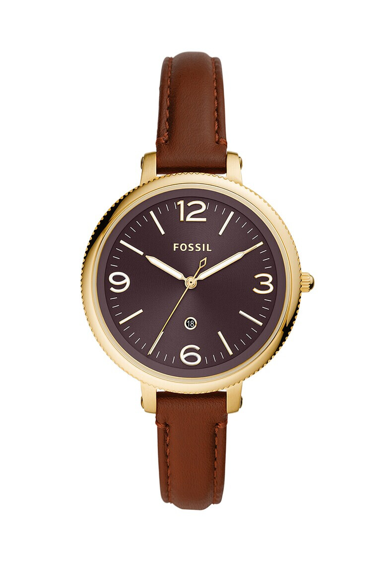 Fossil Часовник с кожена каишка и кварц - Pepit.bg
