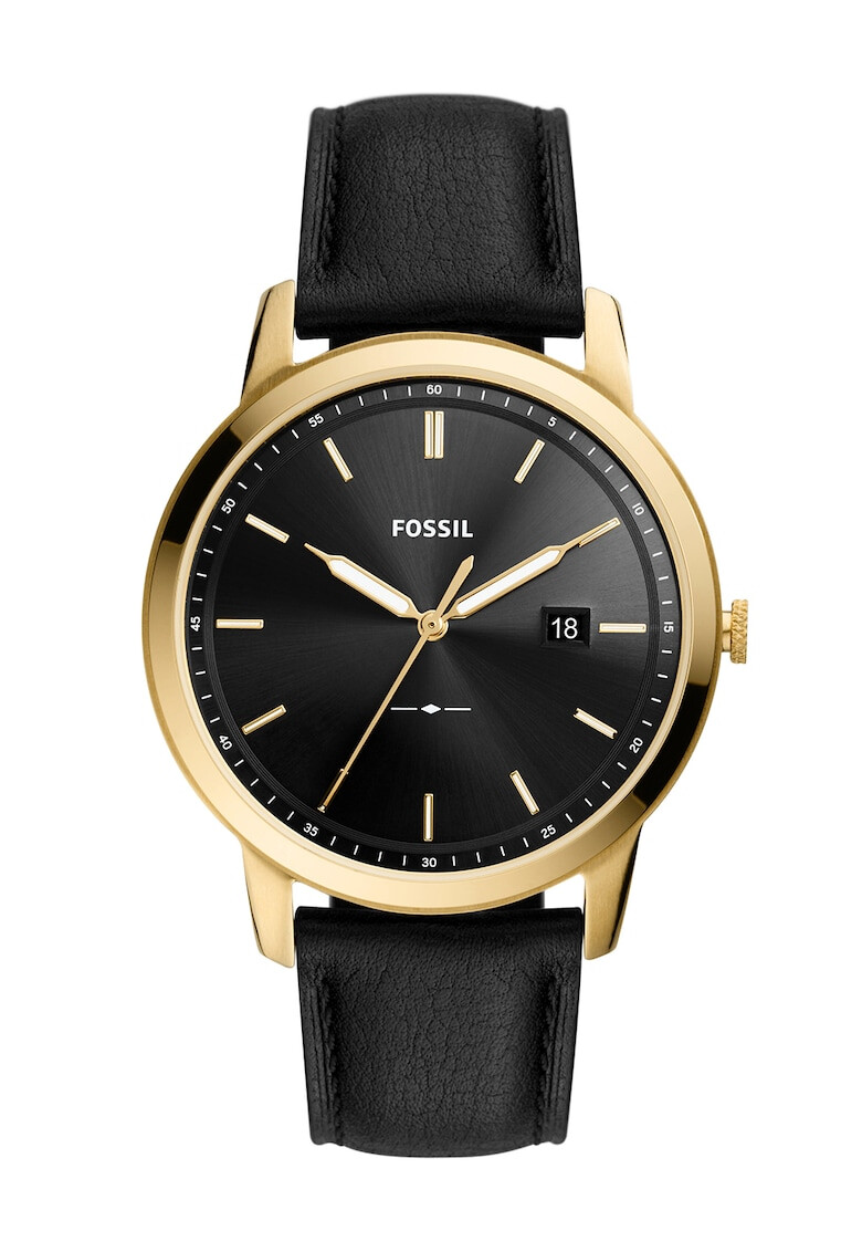 Fossil Часовник с кожена каишка и лого - Pepit.bg