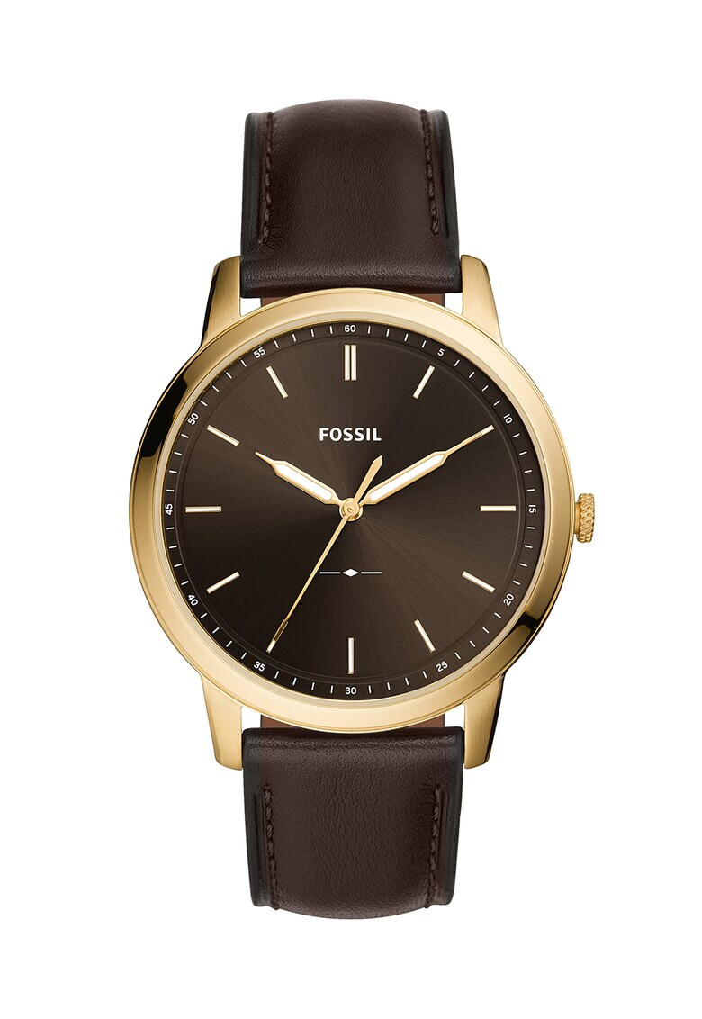 Fossil Часовник с кожена каишка и три стрелки - Pepit.bg
