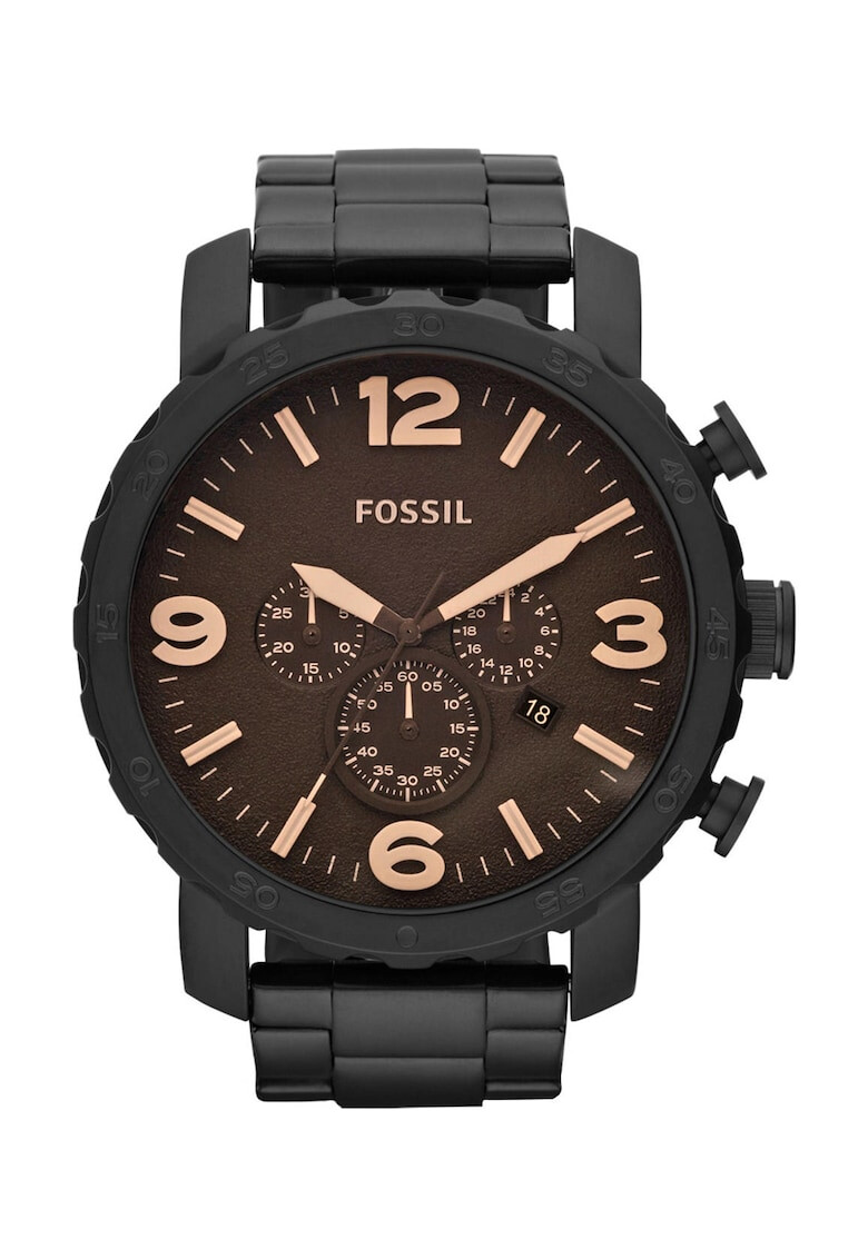 Fossil Черен часовник с хронограф - Pepit.bg