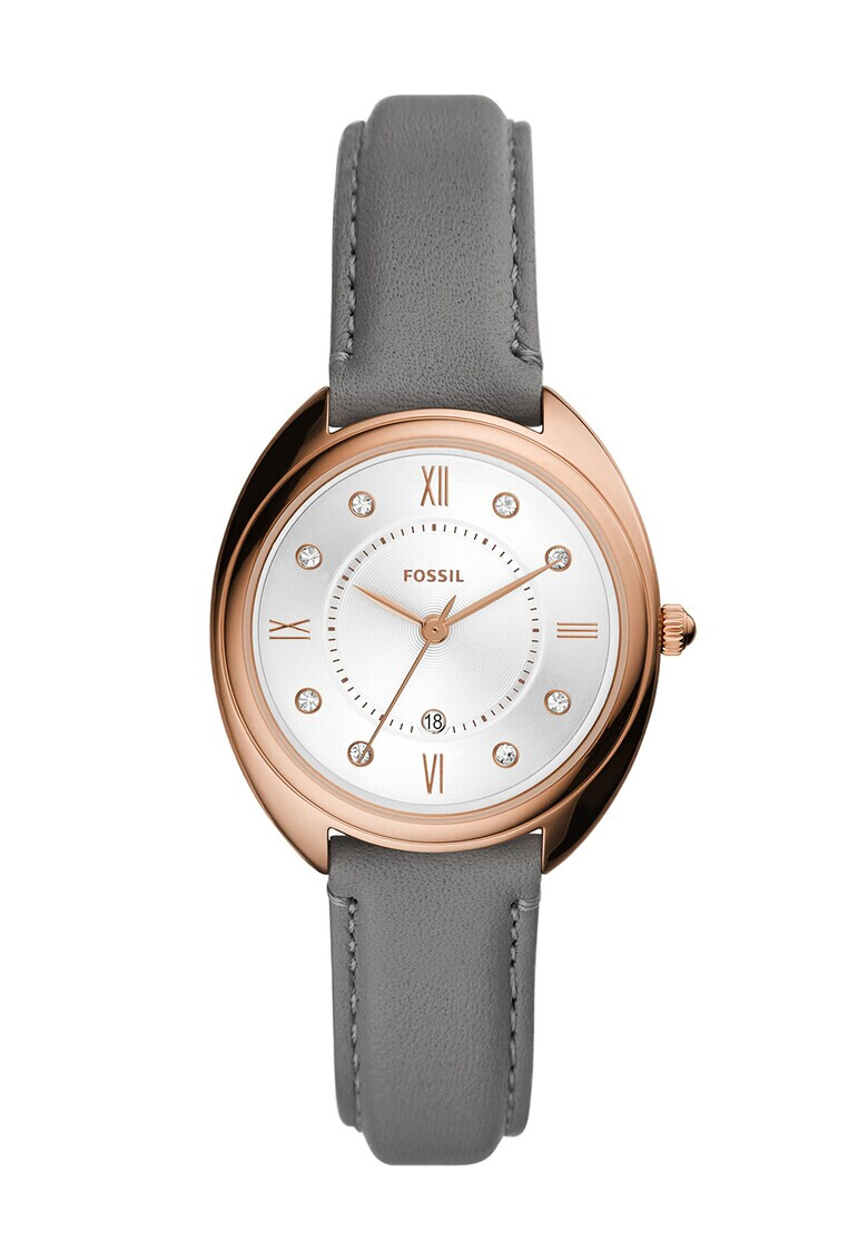 Fossil Иноксов часовник с кожена каишка - Pepit.bg