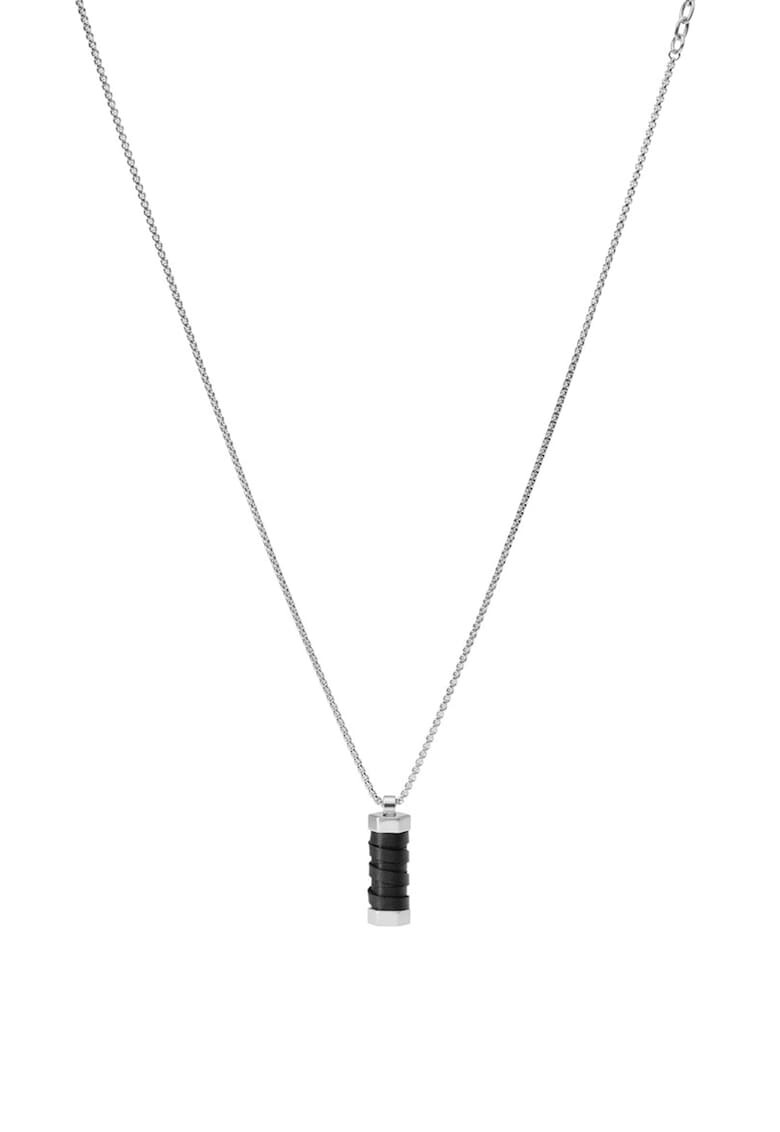 Fossil Колие от инокс с кожена висулка - Pepit.bg