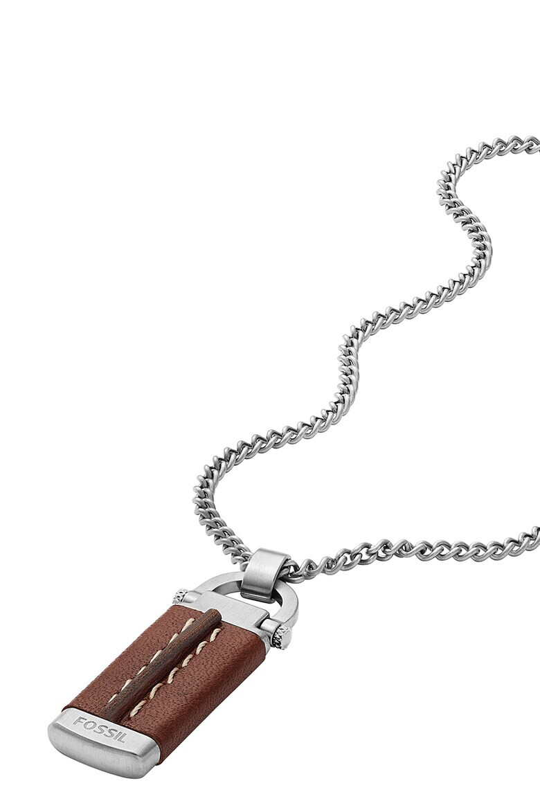 Fossil Колие с кожена висулка - Pepit.bg