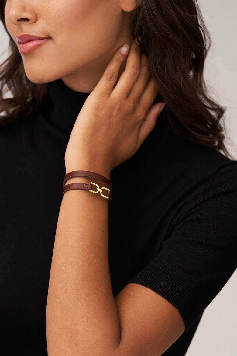 Fossil Кожена гривна на пластове - Pepit.bg