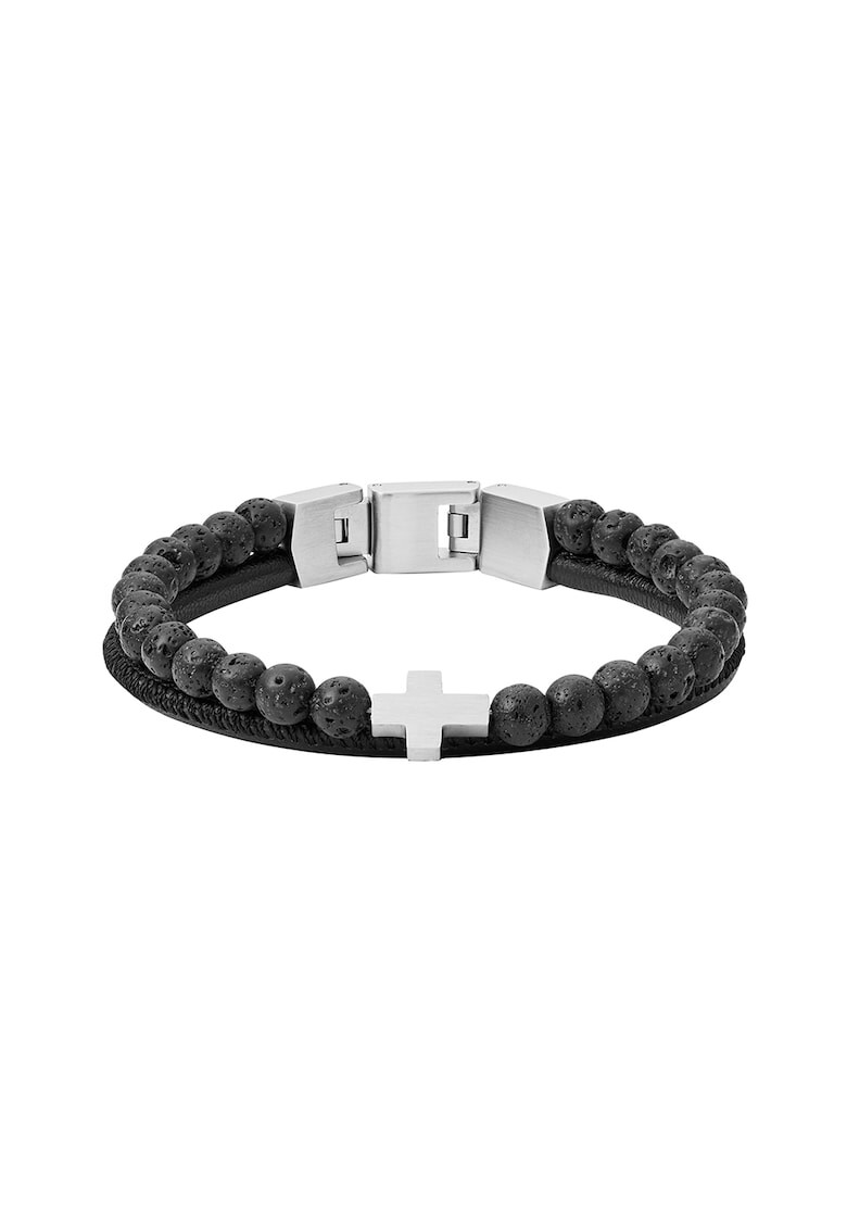 Fossil Кожена гривна с ахат - Pepit.bg