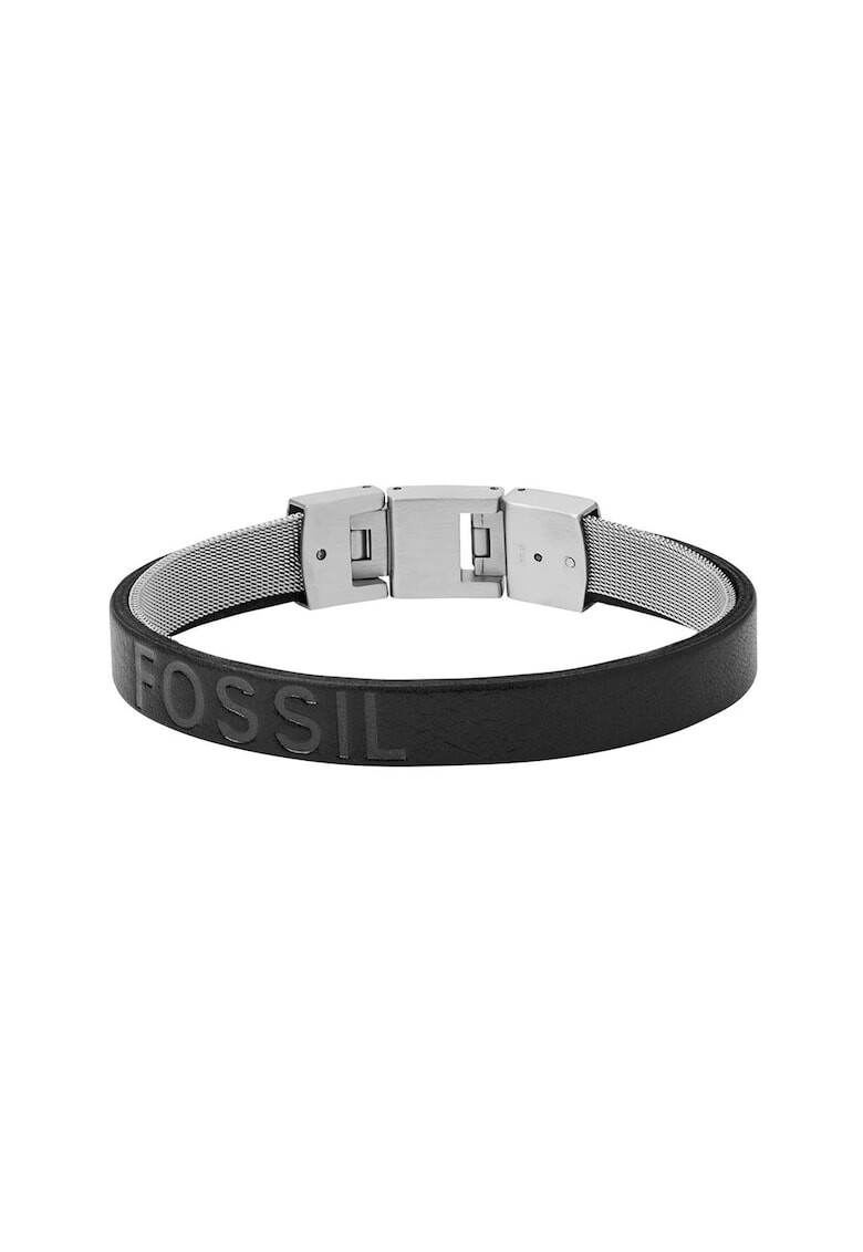 Fossil Кожена гривна с релефно лого - Pepit.bg