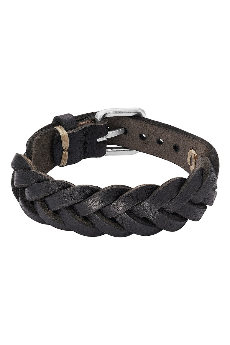 Fossil Кожена гривна със сплетен дизайн - Pepit.bg