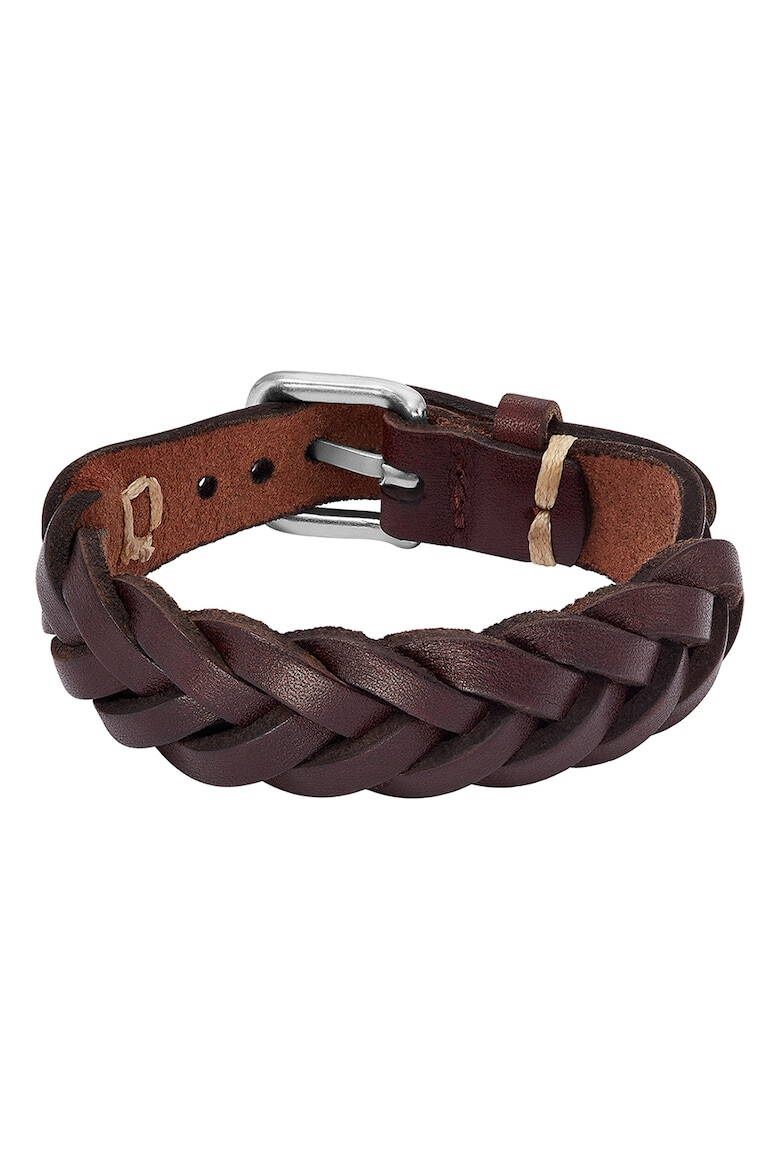 Fossil Кожена гривна със сплетен дизайн - Pepit.bg