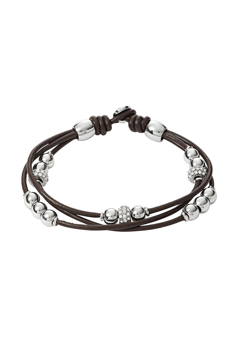 Fossil Кожена гривна в цвят кафе - Pepit.bg