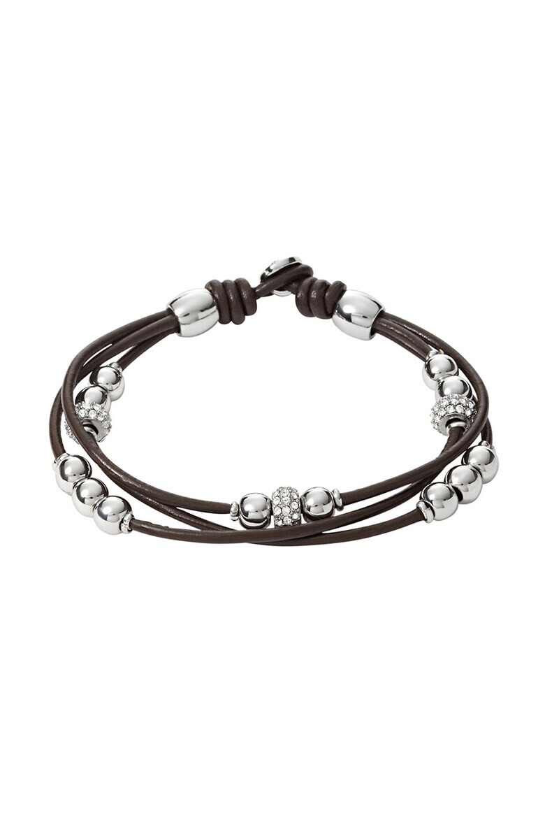 Fossil Кожена гривна в цвят кафе - Pepit.bg
