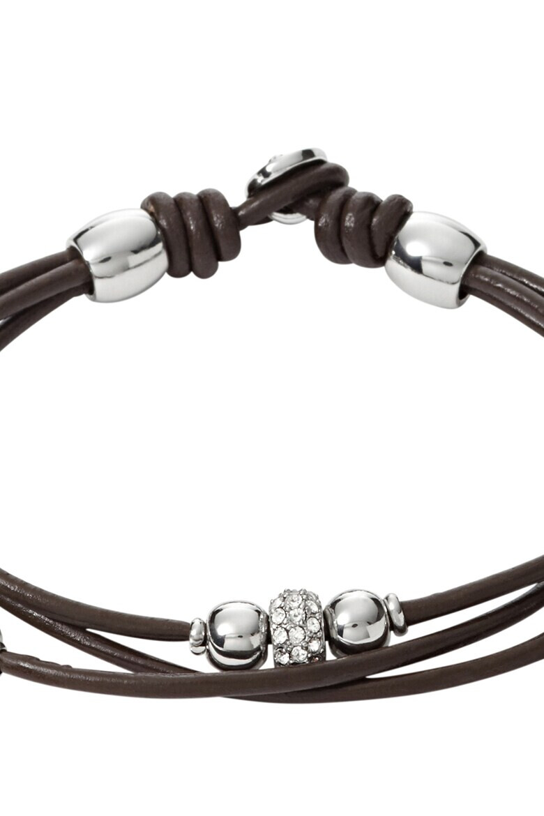 Fossil Кожена гривна в цвят кафе - Pepit.bg