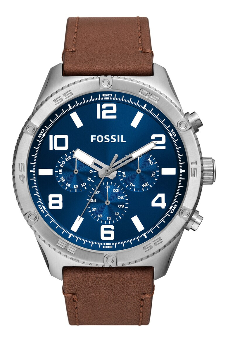 Fossil Мултифункционален часовник с кожена каишка - Pepit.bg