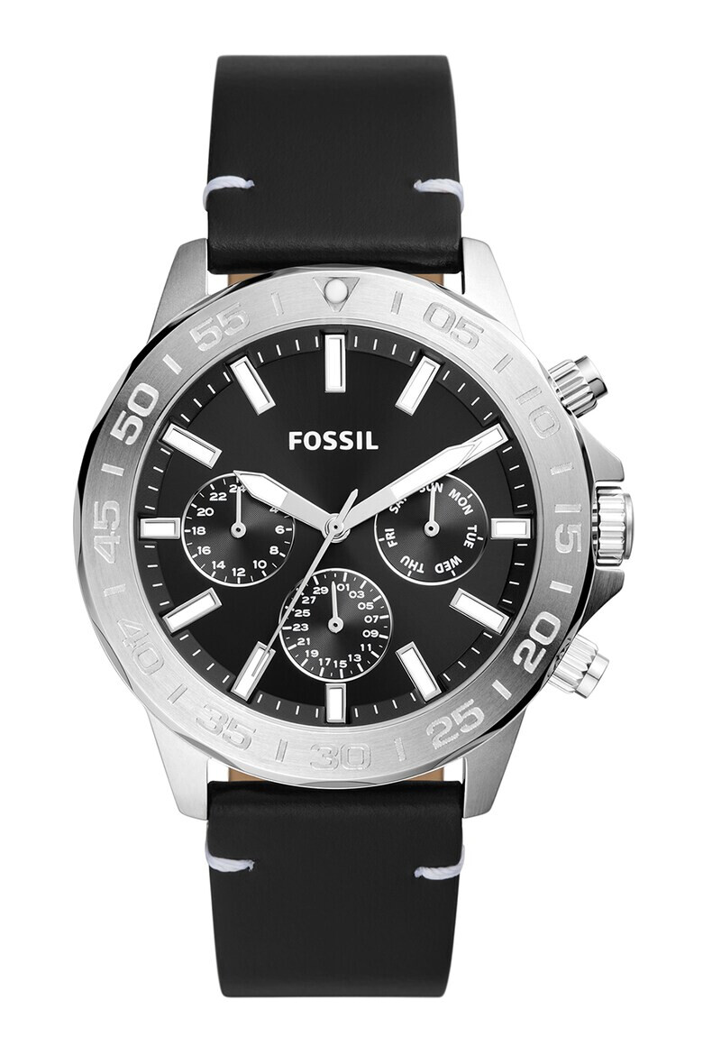 Fossil Мултифункционален часовник с кожена каишка - Pepit.bg