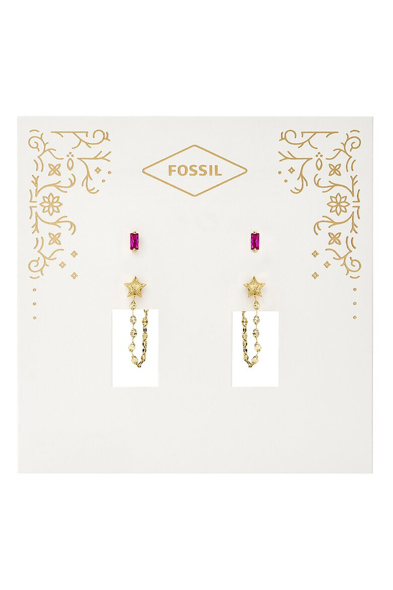 Fossil Обеци с кристали - 2 чифта - Pepit.bg