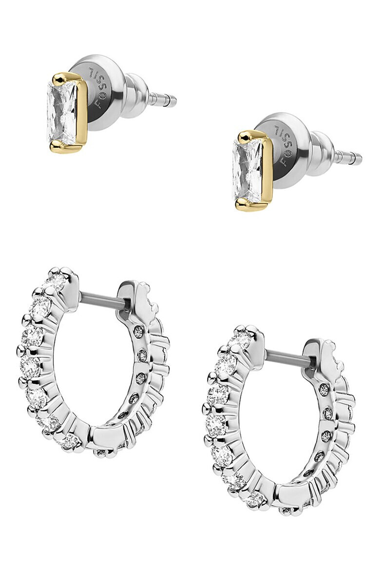 Fossil Обеци с кристали - 2 чифта - Pepit.bg