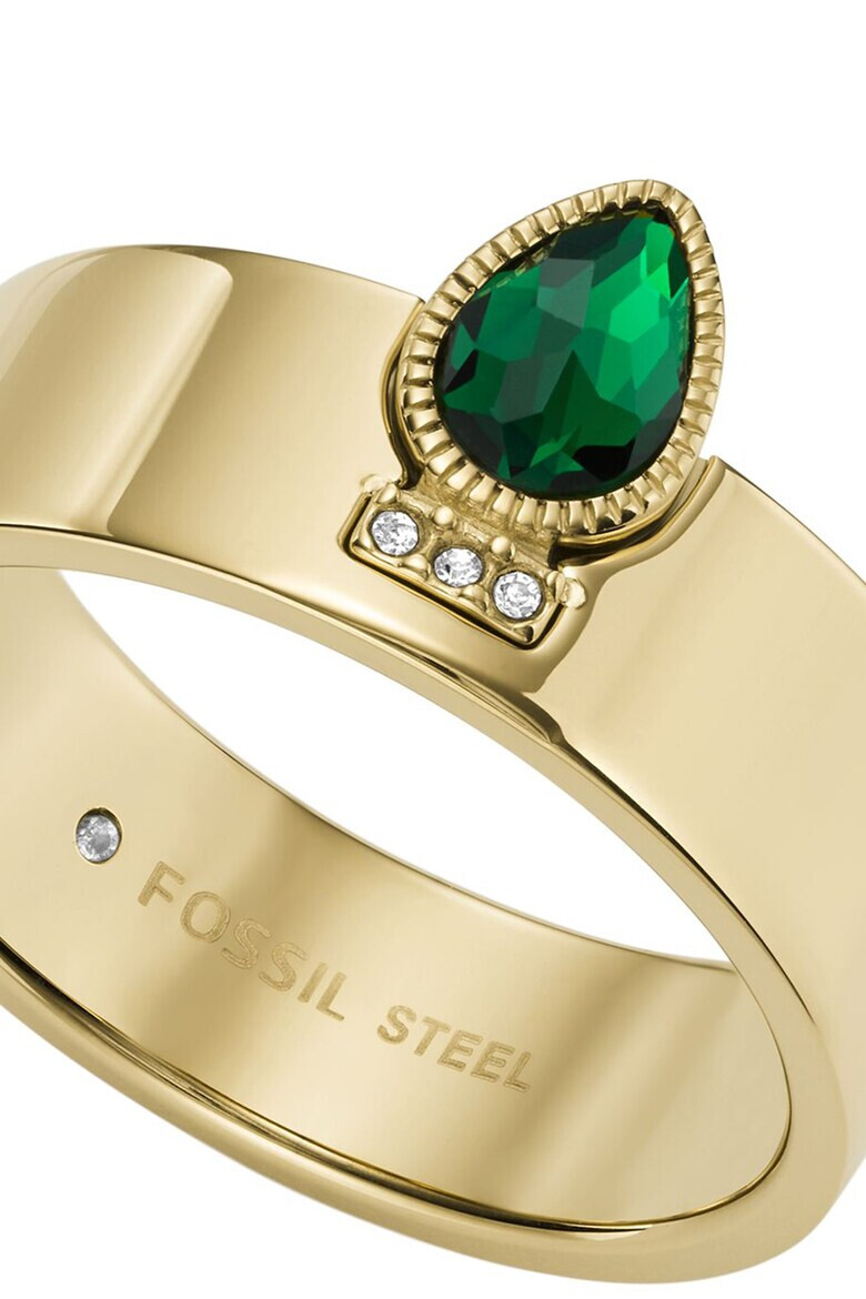 Fossil Пръстен от неръждаема стомана с кристал - Pepit.bg
