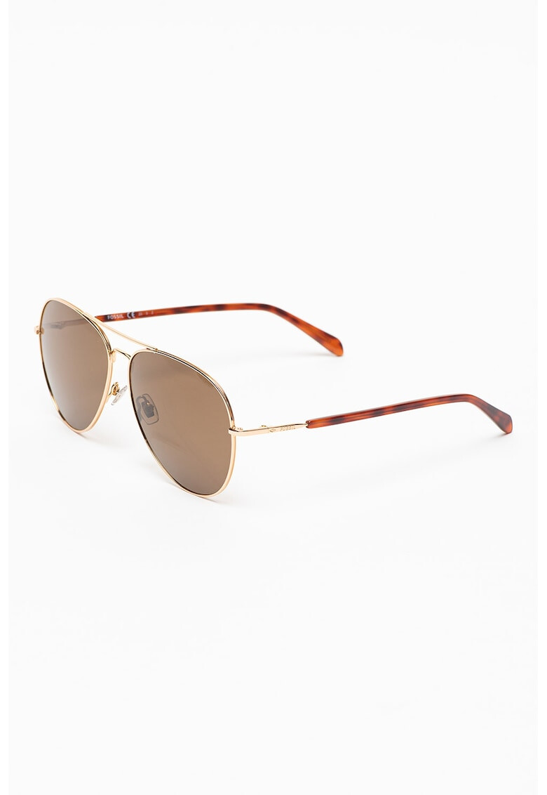 Fossil Слънчеви очила Aviator с метална рамка - Pepit.bg