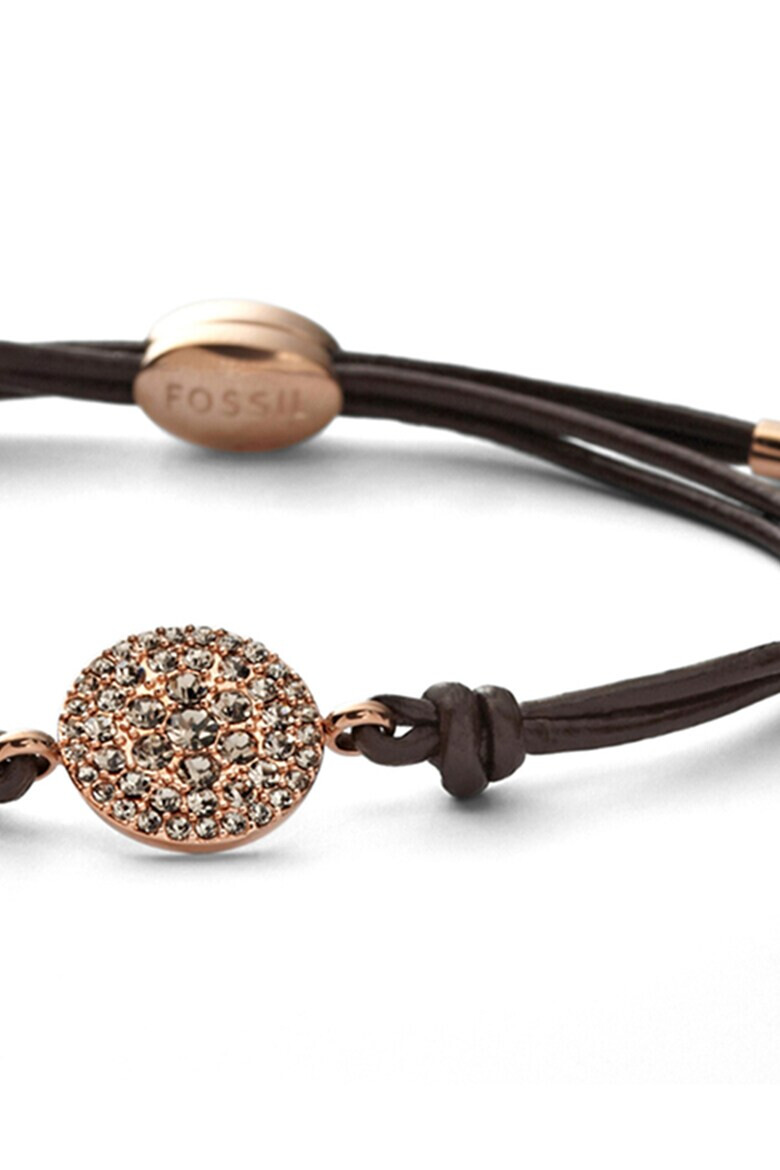 Fossil Тъмнокафява кожена гривна - Pepit.bg
