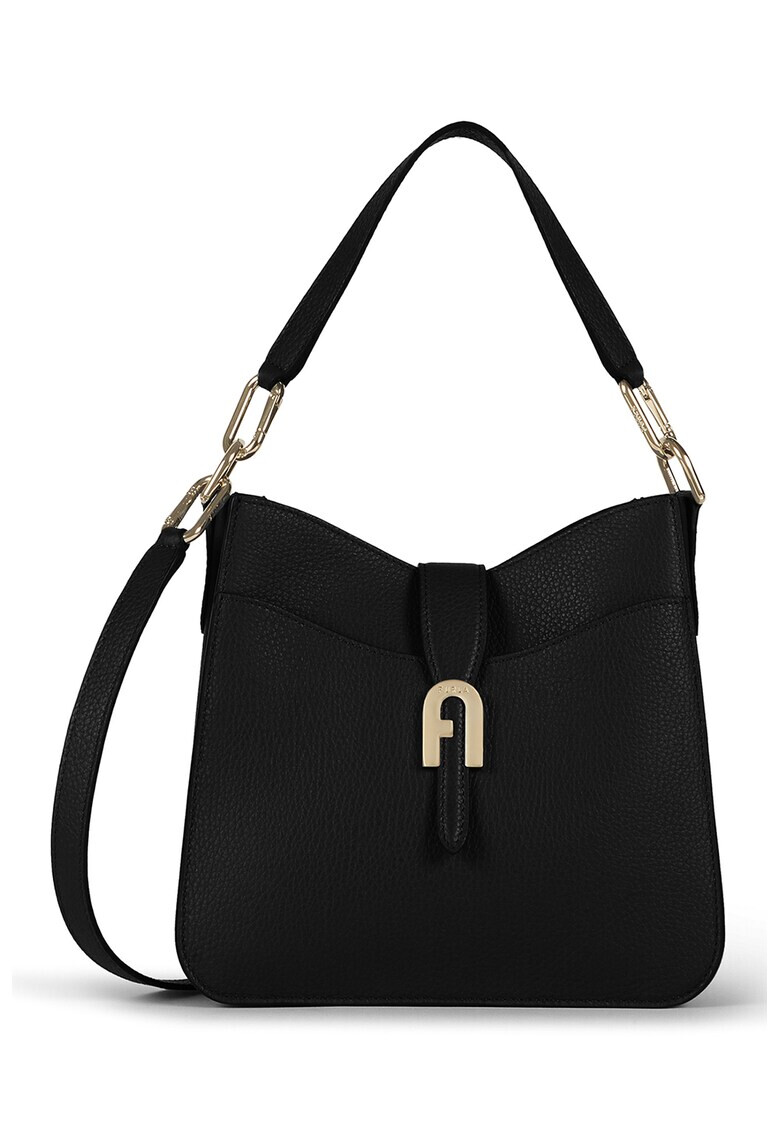 Furla Кожена хобо чанта с лого - Pepit.bg