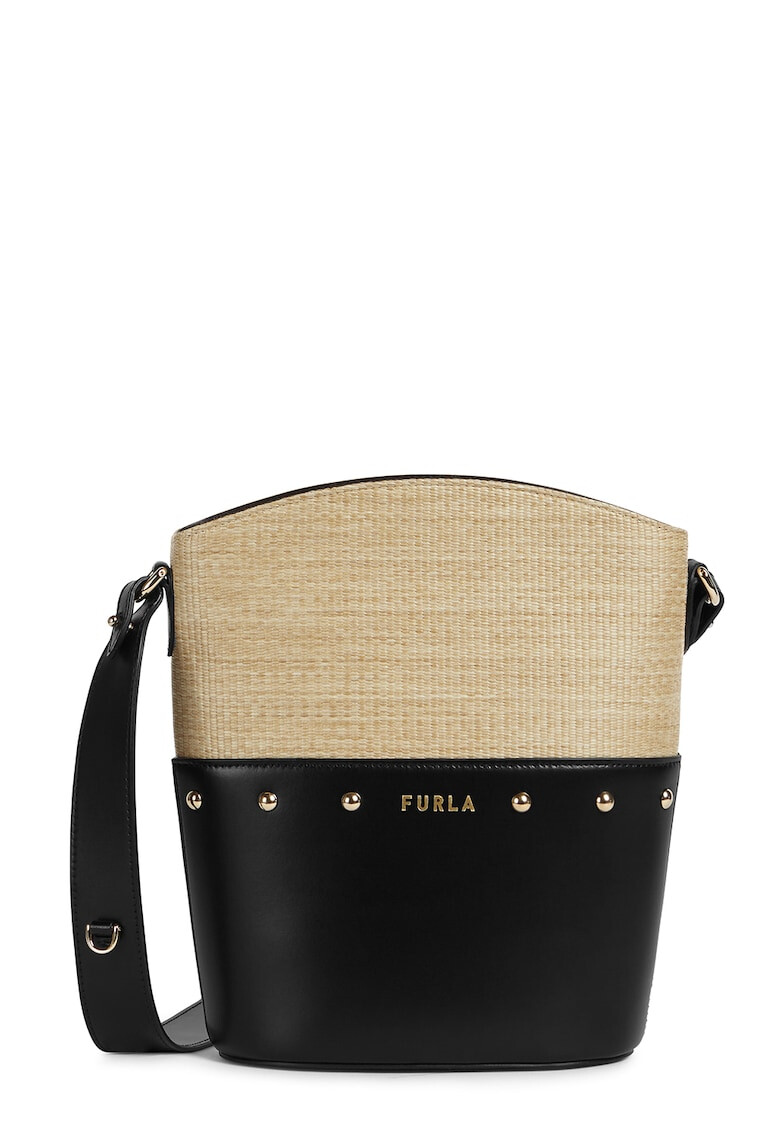 Furla Кожена малка чанта Share с рафия - Pepit.bg