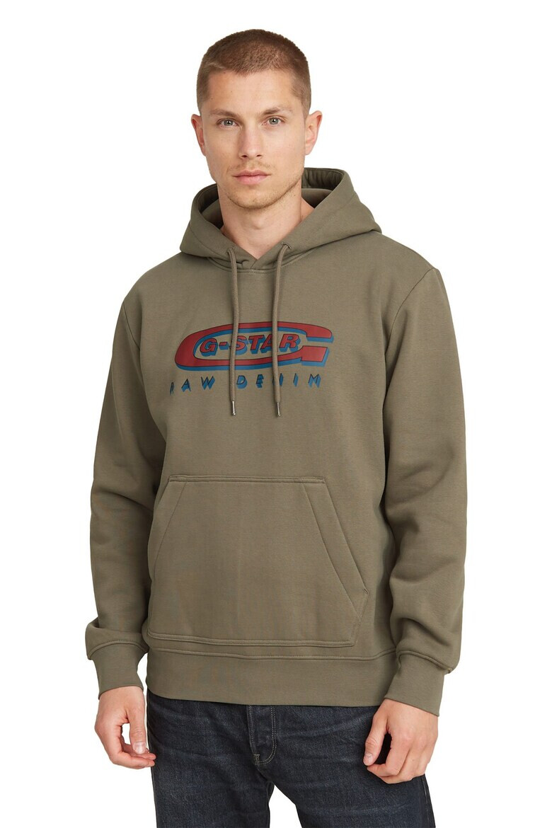 G-STAR Худи с лого и джоб кенгуру - Зелен - Pepit.bg