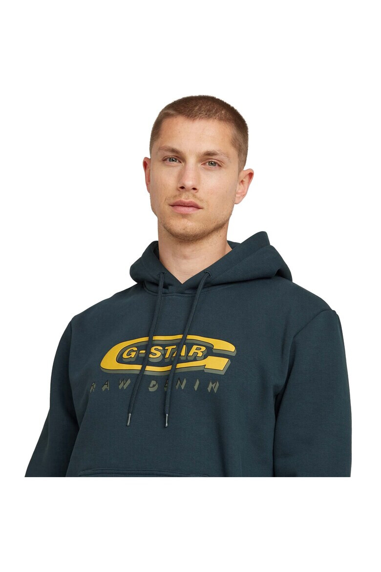 G-STAR Худи с лого и джоб кенгуру - Син - Pepit.bg