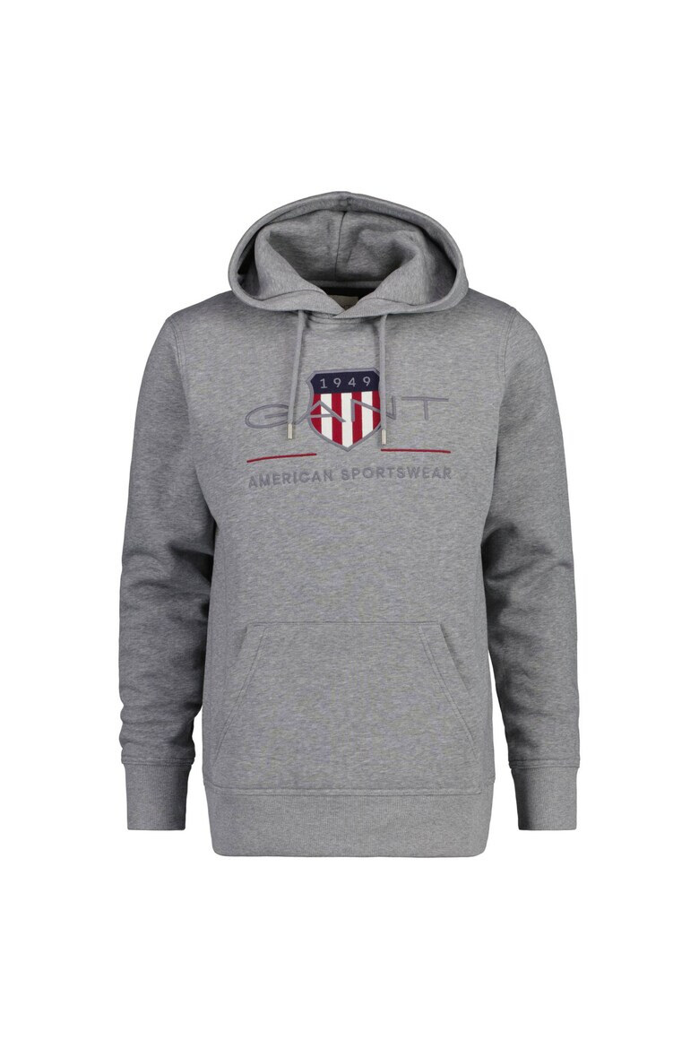 Gant Худи Archive Shield с джоб кенгуру - Сив - Pepit.bg
