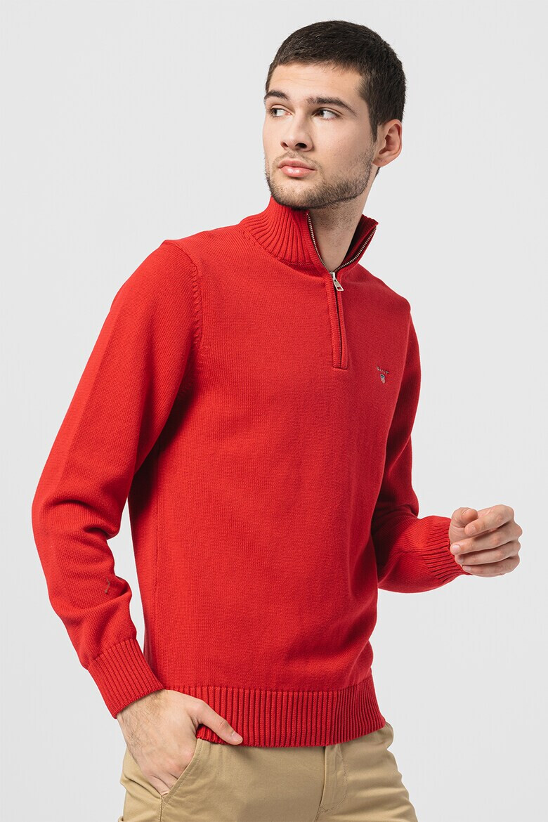 Gant Пуловер с къс цип и бродирано лого - Pepit.bg