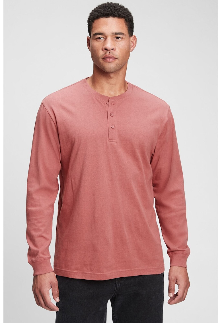 GAP Памучна блуза с деколте Henley - Pepit.bg