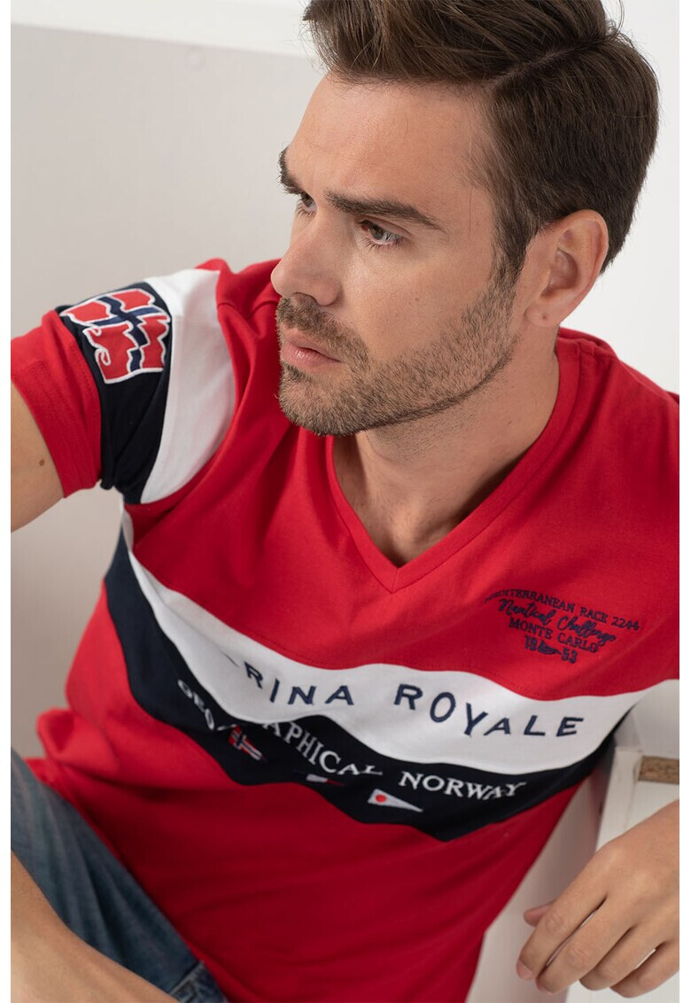 Geographical Norway Бродирана тениска Artimi с шпиц - Pepit.bg