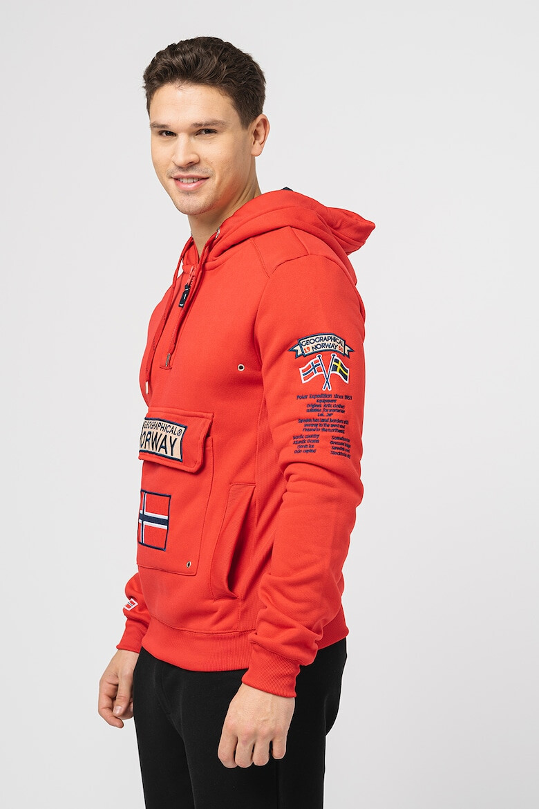 Geographical Norway Худи Gymclass с къс цип и бродирано лого - Pepit.bg