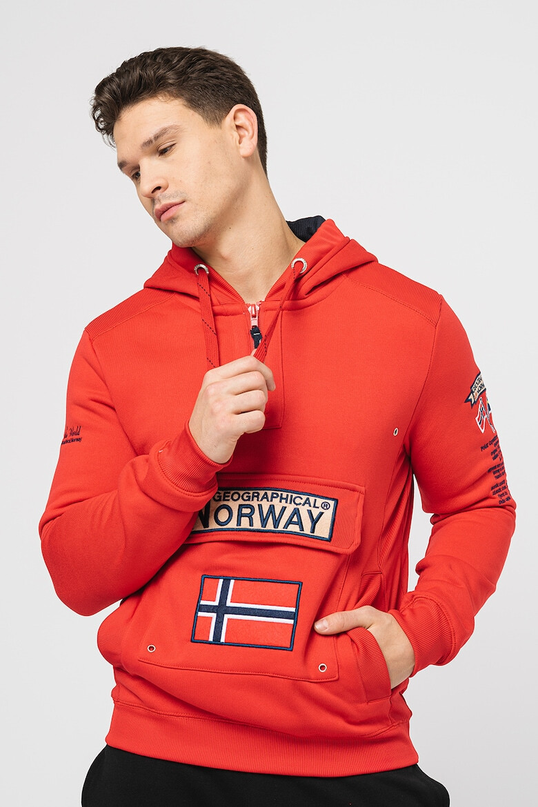 Geographical Norway Худи Gymclass с къс цип и бродирано лого - Pepit.bg