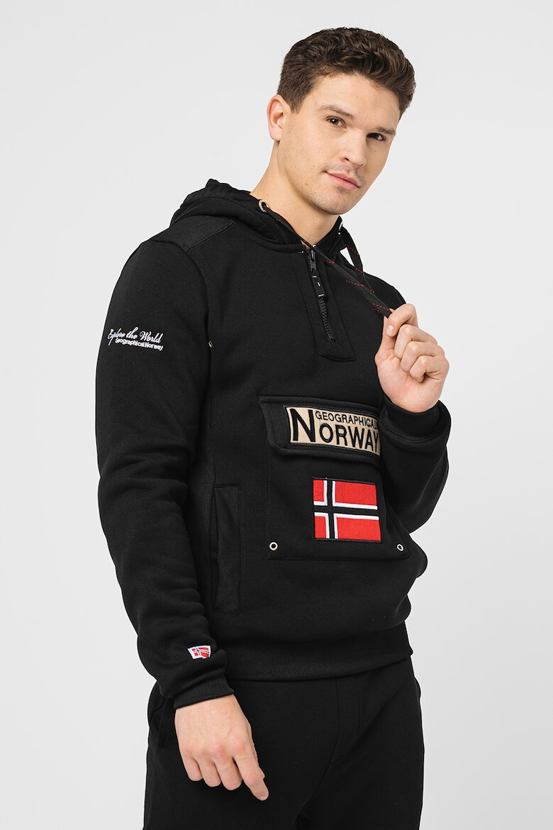 Geographical Norway Худи Gymclass с къс цип и бродирано лого - Pepit.bg