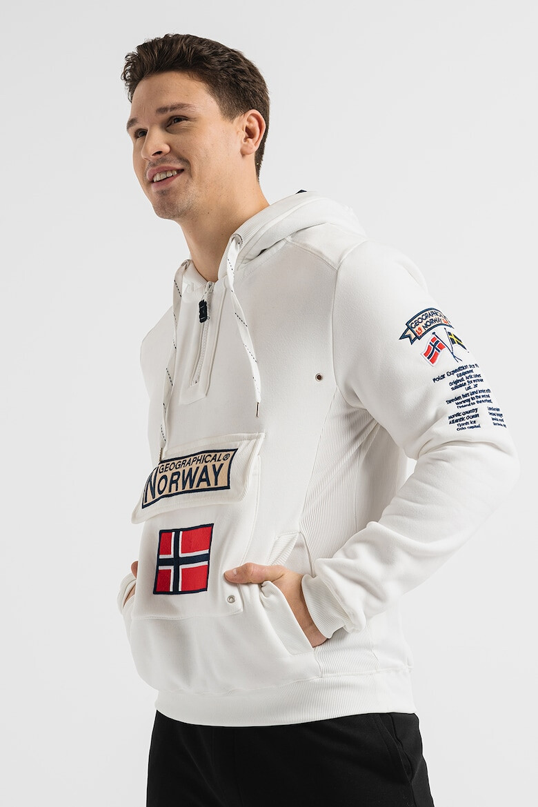 Geographical Norway Худи Gymclass с къс цип и бродирано лого - Pepit.bg