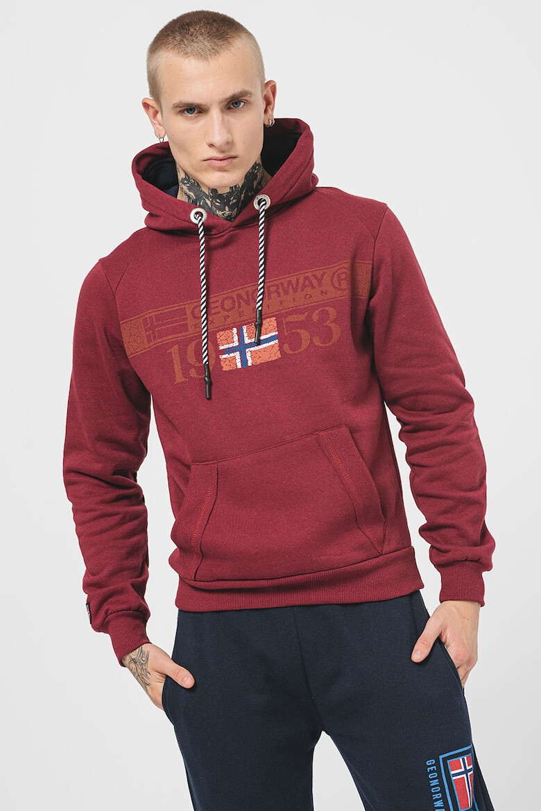 Geographical Norway Худи с памук Fastlife с качулка и лого - Pepit.bg