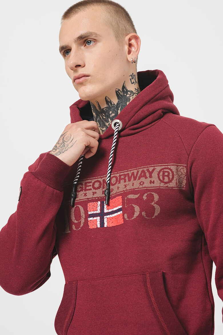 Geographical Norway Худи с памук Fastlife с качулка и лого - Pepit.bg