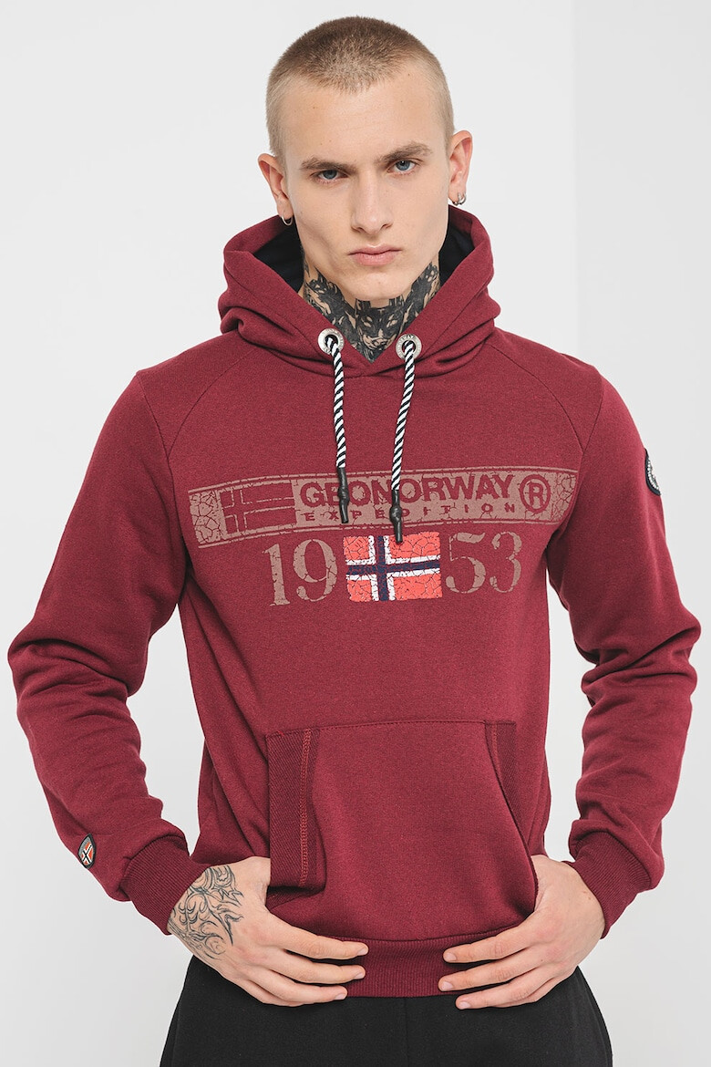 Geographical Norway Худи с памук Fastlife с качулка и лого - Pepit.bg