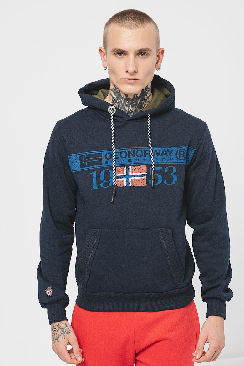 Geographical Norway Худи с памук Fastlife с качулка и лого - Pepit.bg