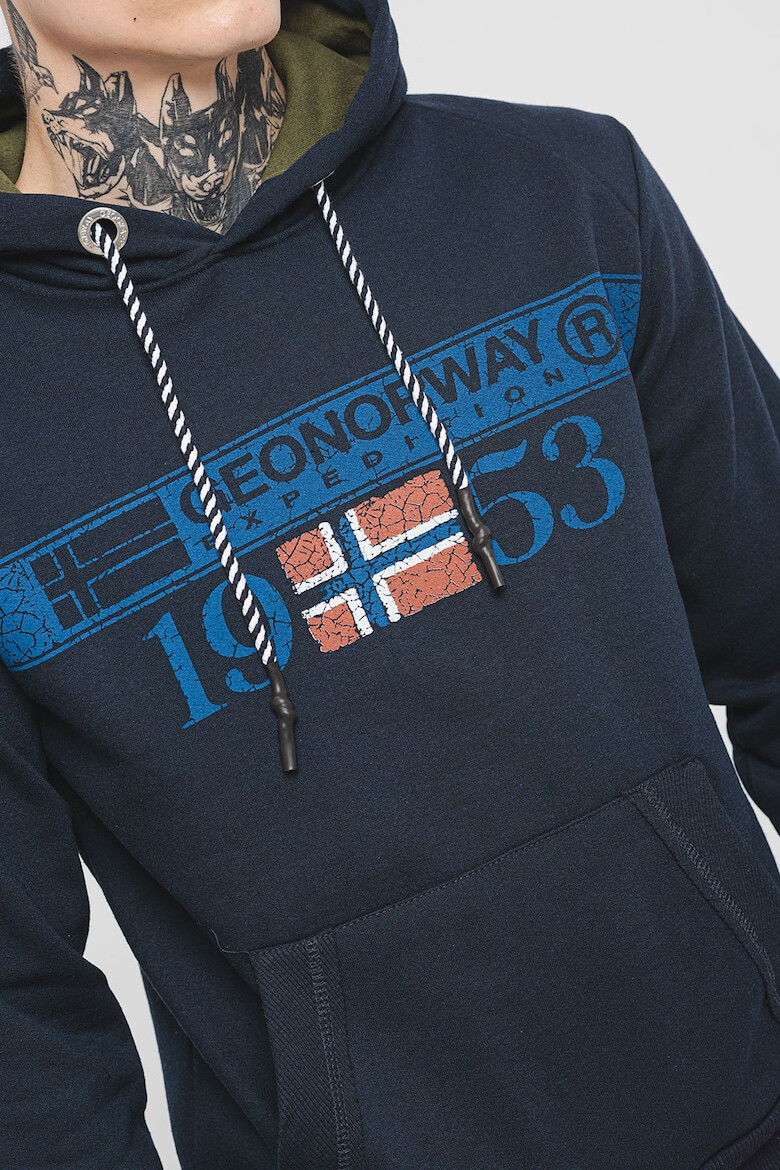 Geographical Norway Худи с памук Fastlife с качулка и лого - Pepit.bg