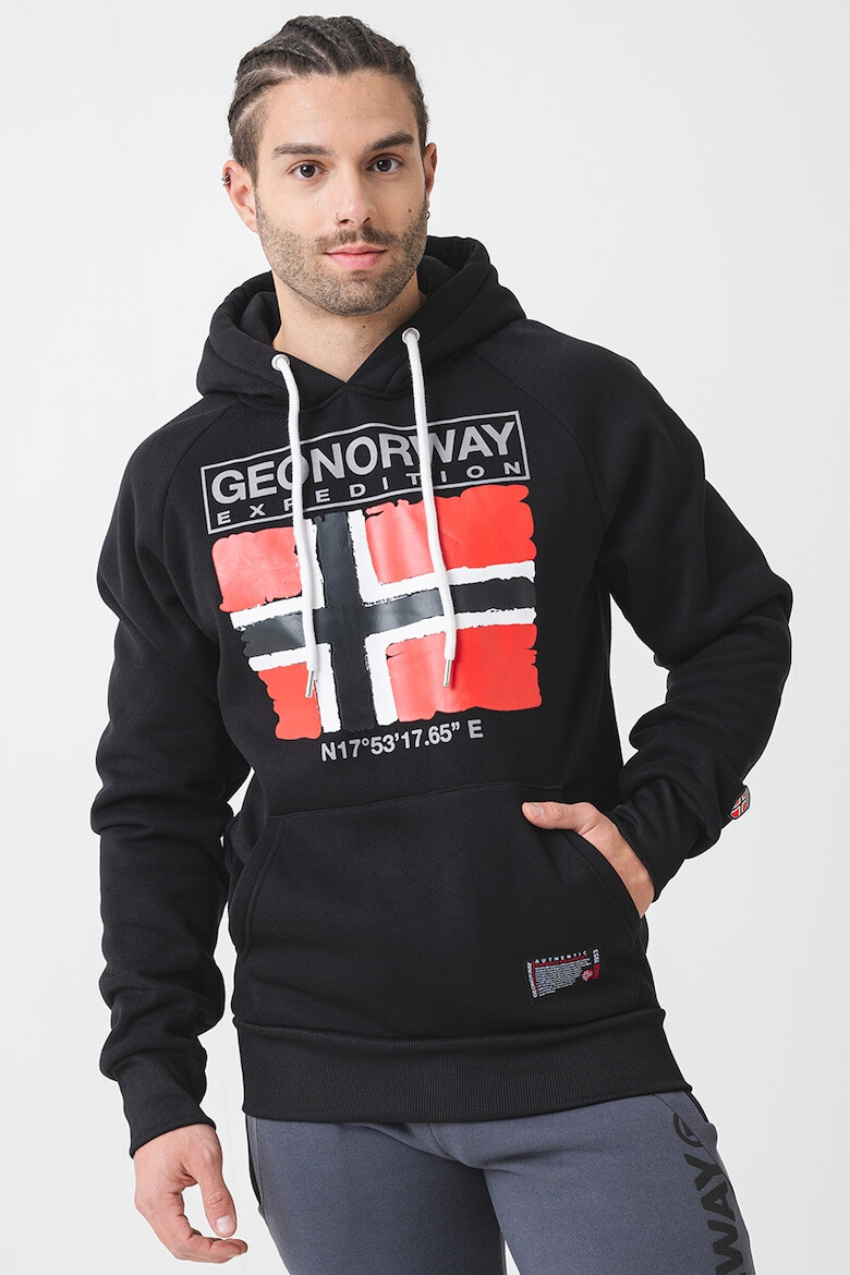 Geographical Norway Стандартно худи с лого - Червен/Бял/Черен - Pepit.bg