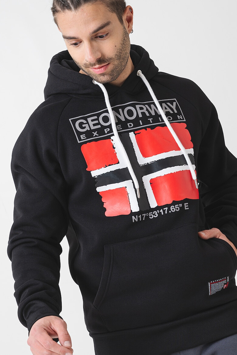 Geographical Norway Стандартно худи с лого - Червен/Бял/Черен - Pepit.bg