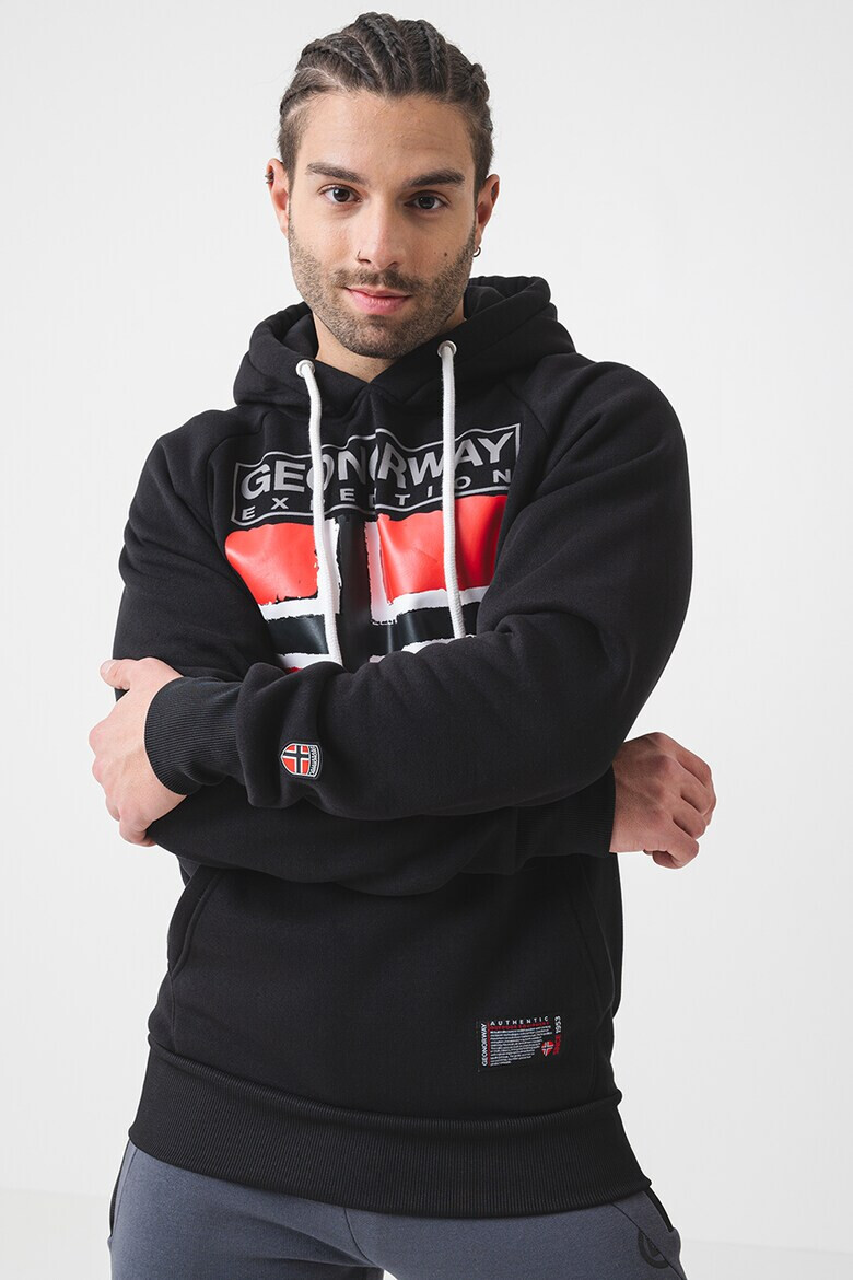 Geographical Norway Стандартно худи с лого - Червен/Бял/Черен - Pepit.bg