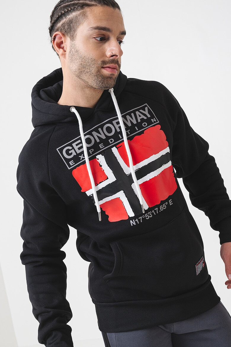 Geographical Norway Стандартно худи с лого - Червен/Бял/Черен - Pepit.bg