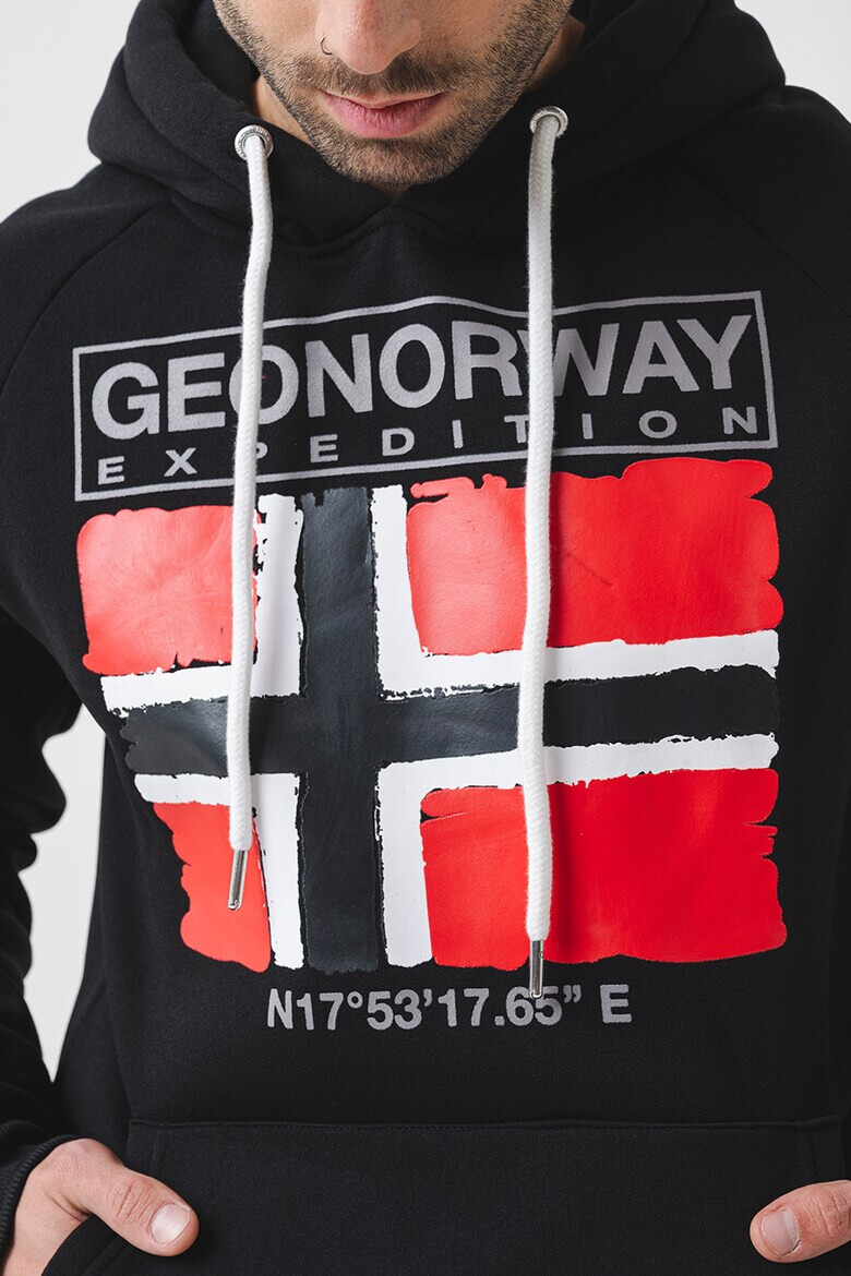 Geographical Norway Стандартно худи с лого - Червен/Бял/Черен - Pepit.bg