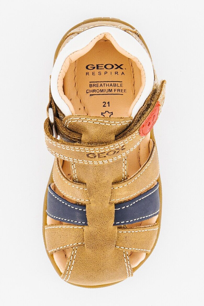 Geox Кожени сандали с велкро и лого - Карамел - Pepit.bg