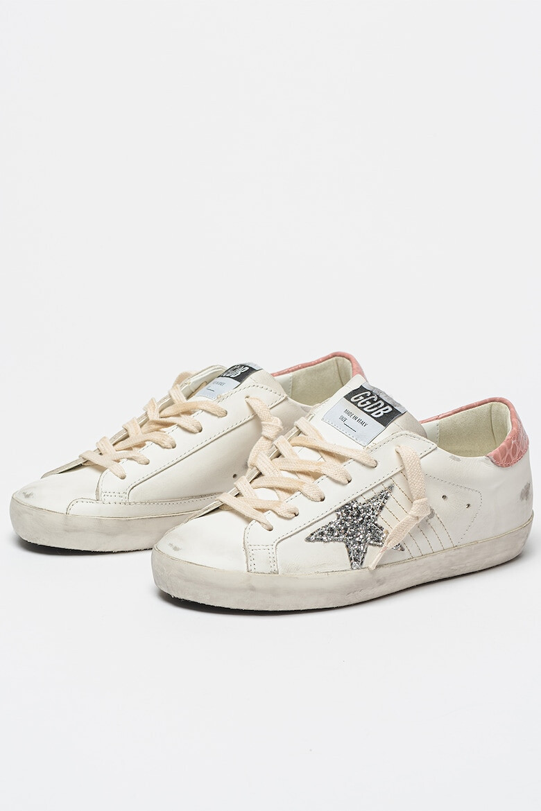 GOLDEN GOOSE Кожени кецове Super Star с контрасти - Pepit.bg