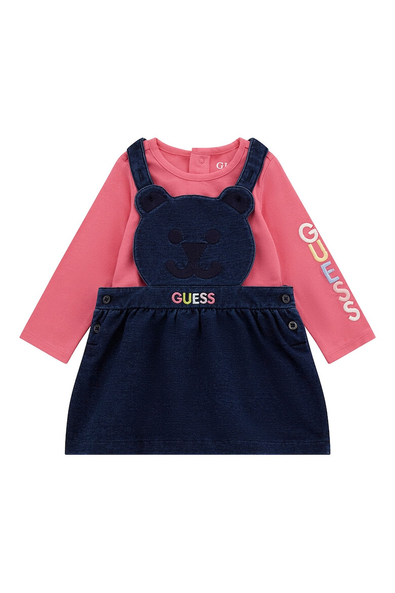 GUESS KIDS GUESS - Блуза с бродерии и разкроен сукман с лого - Pepit.bg