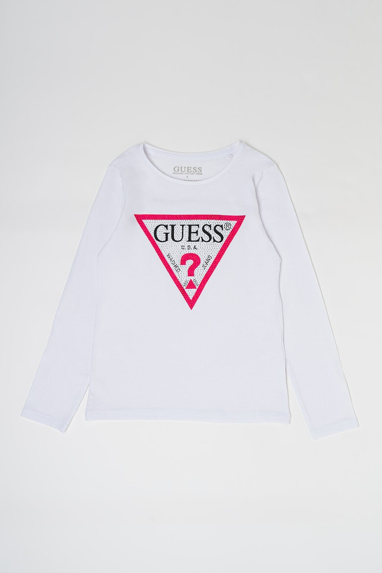 GUESS KIDS GUESS - Блуза с декоративни камъни и лого - Pepit.bg