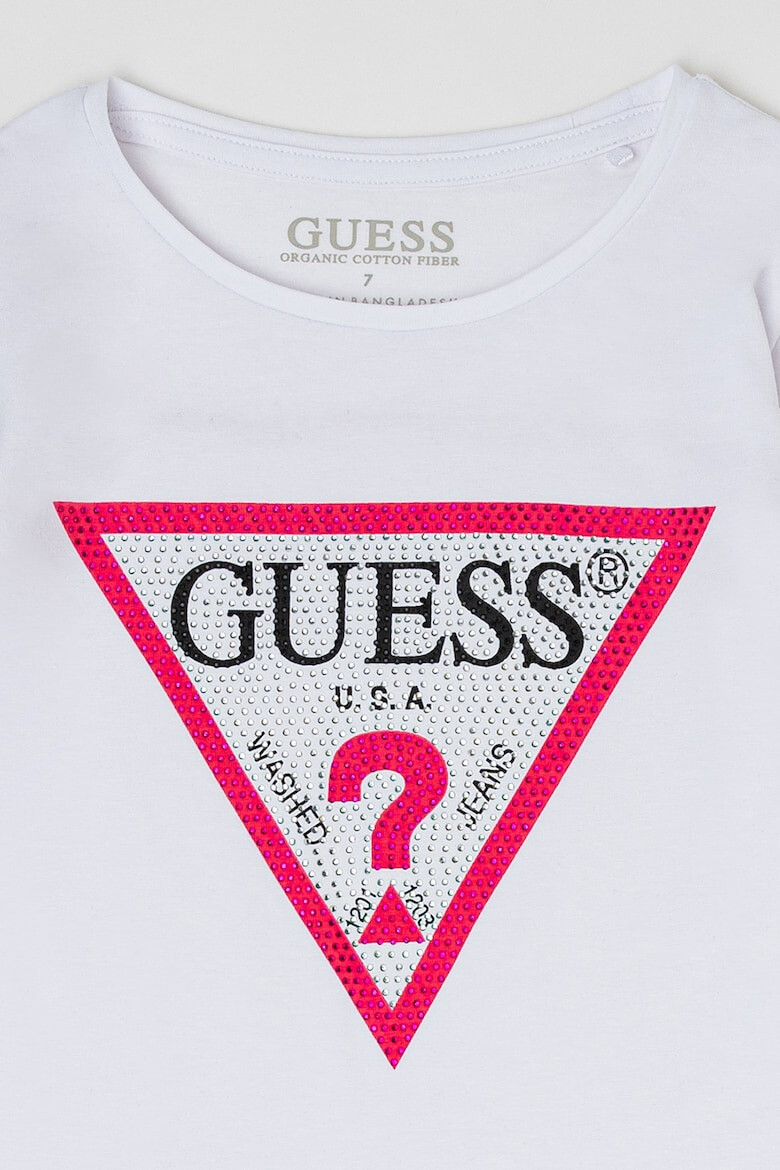 GUESS KIDS GUESS - Блуза с декоративни камъни и лого - Pepit.bg