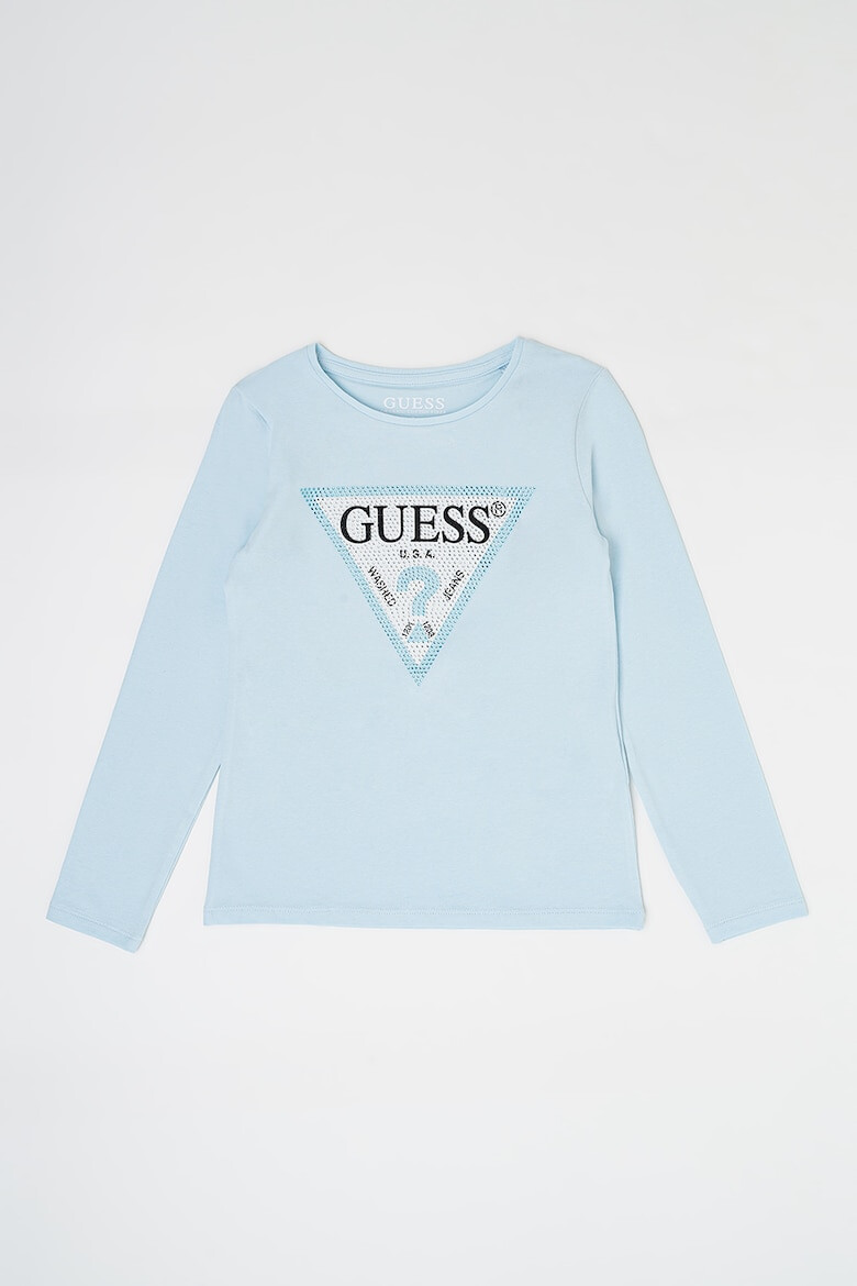 GUESS KIDS GUESS - Блуза с декоративни камъни и лого - Pepit.bg